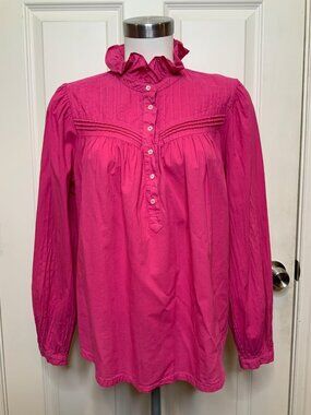 Xirena Larsen Top Magenta Pink Ruffle Blouse, Size S, NWT!